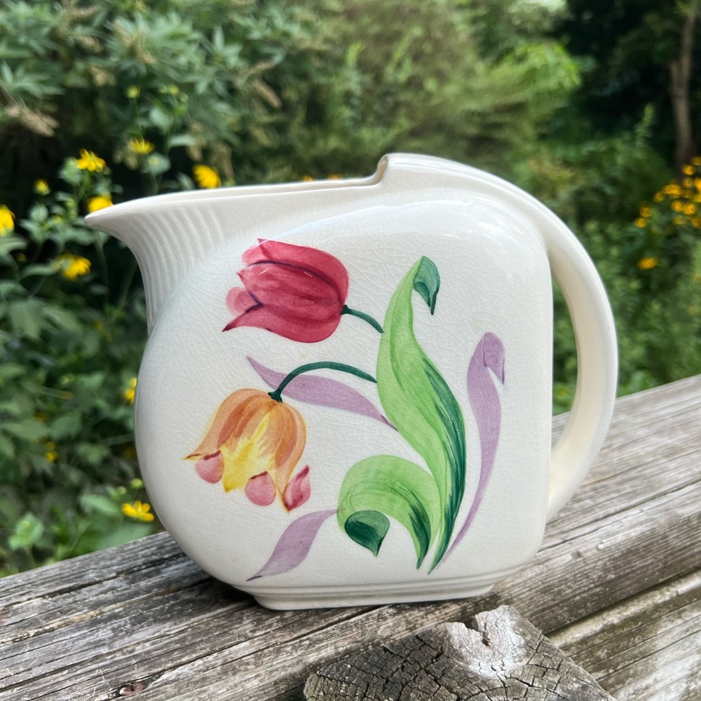 Vintage Hand painted Pottery Guild Of America Pitcher As Is Small Glaze Flaw